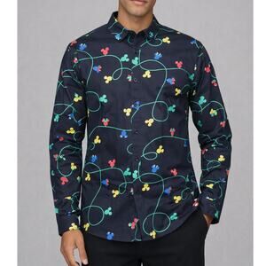 Disney x Loungefly Stitch Shoppe Mens Mickey Ornament Button Down Shirt Large